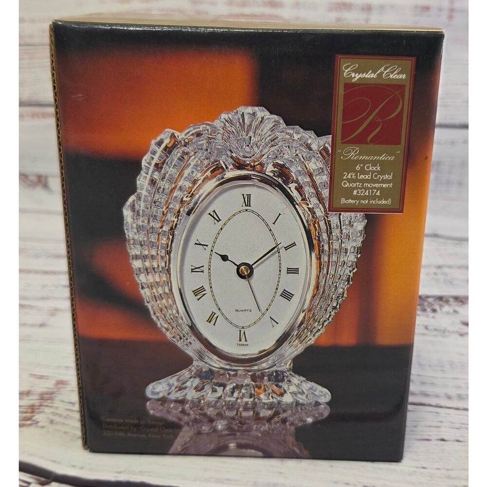 Crystal Clear Romantica Lead Crystal Quartz Clock 6" New In Box